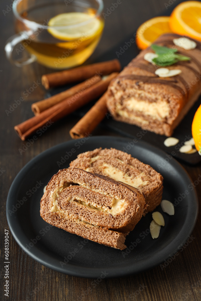 Concept of delicious sweet food - cake roll Concept of delicious sweet food - cake roll