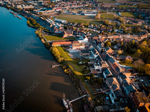 Aerial view of Baasrode's waterfront