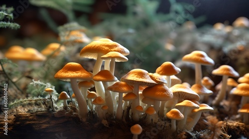 A Close Up Mushrooms in a Natural  Image Ai Generated