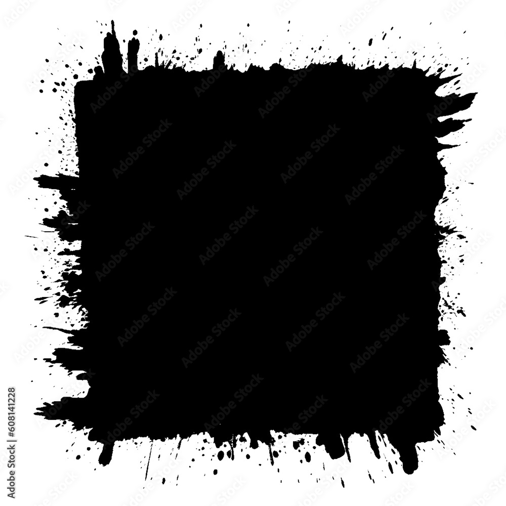 square frame rendered in vigorous strokes of an ink brush. transparent background, PNG file. square frame rendered in vigorous strokes of an ink brush. transparent background, PNG file.