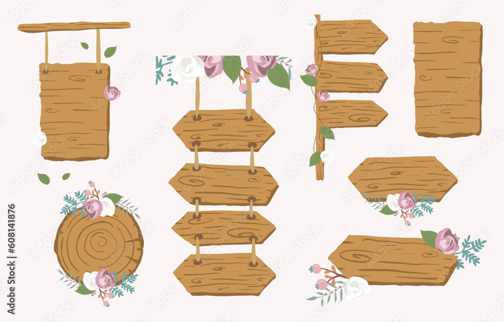Wood frame collection for safari design.Editable vector illustration for birthday invitation,postcard and sticker Wood frame collection for safari design.Editable vector illustration for birthday invitation,postcard and sticker