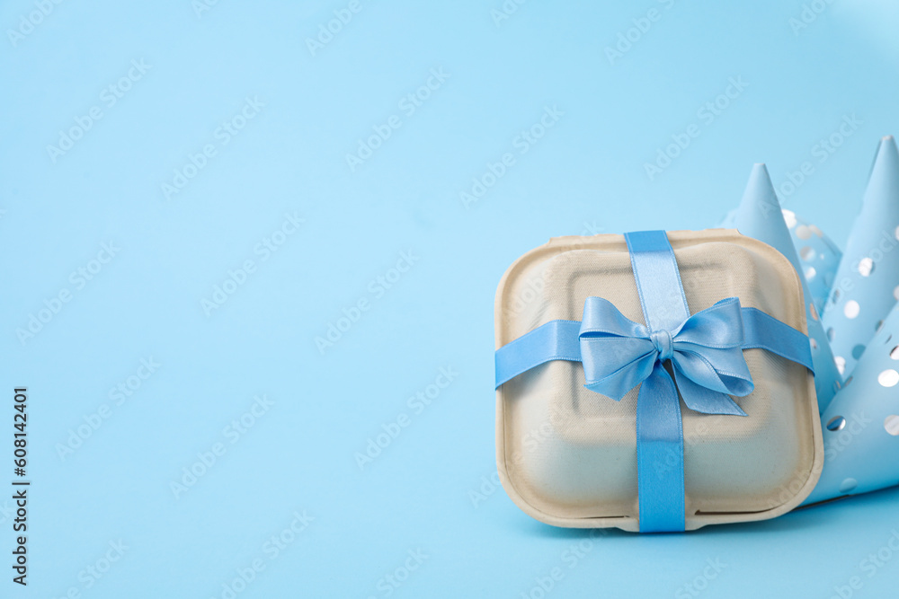 Concept of congratulation and celebration with bento cake in box Concept of congratulation and celebration with bento cake in box