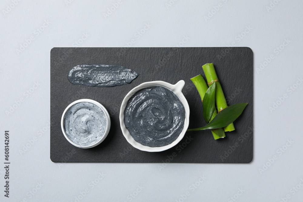 Concept of face and skin care - bamboo and charcoal