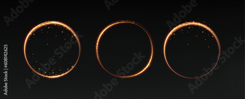 Golden circle with fire effects.Light effect.Vector.