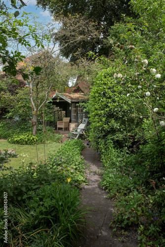 Gardenhouse in garden. Park. Summer. Netherlands
