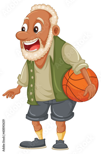 Afro African elder man holding basketball