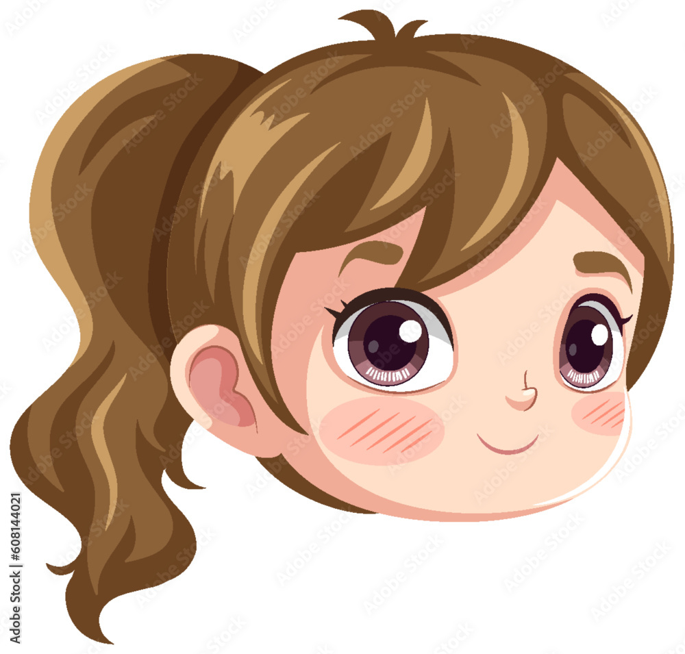 Cute girl with ponytail cartoon head Cute girl with ponytail cartoon head