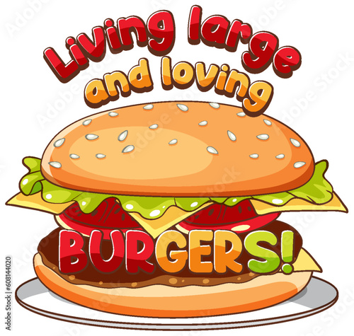 Living large and loving burgers icon cartoon