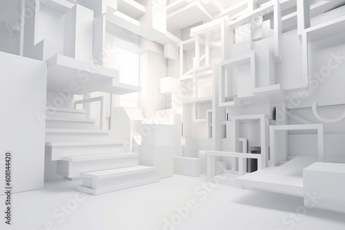 Abstract architecture white background, Generative AI