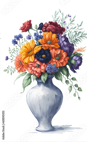 Wallpaper Mural Vase with flowers on a white background. Torontodigital.ca