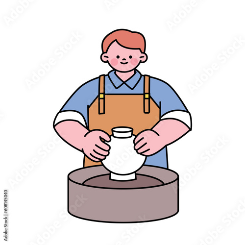 One day class workshop. People are learning new skills. pottery workshop.