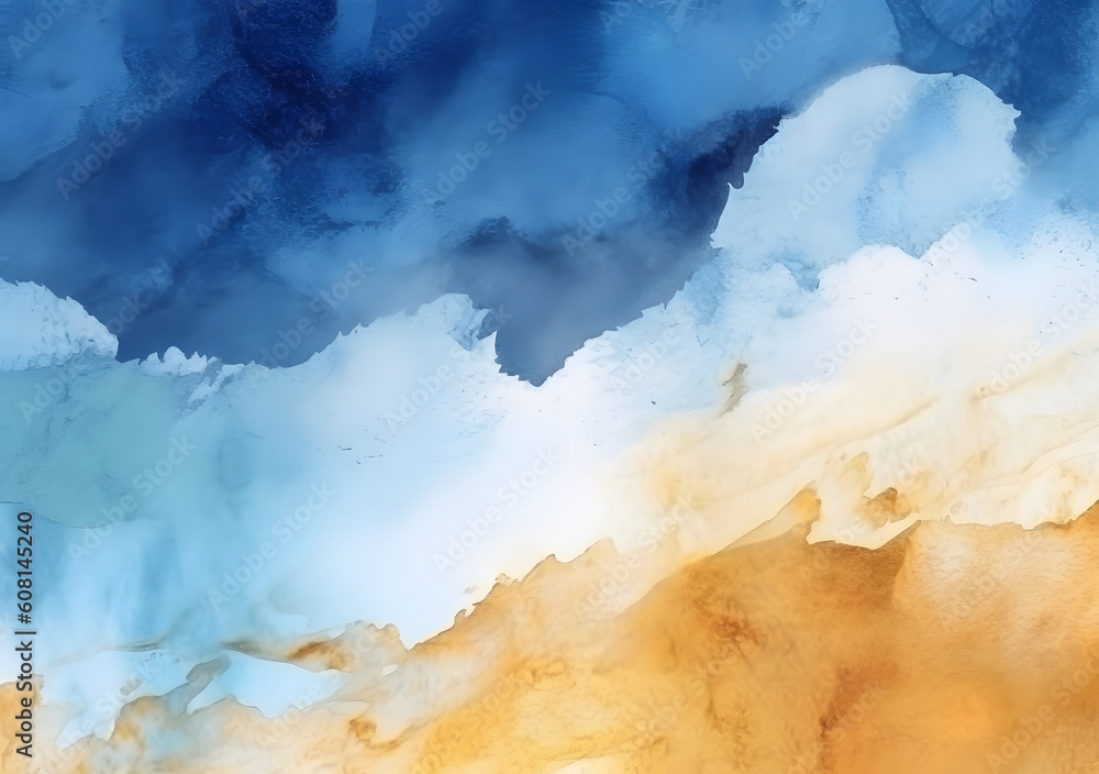 Modern gold and blue watercolor textured art background Modern gold and blue watercolor textured art background