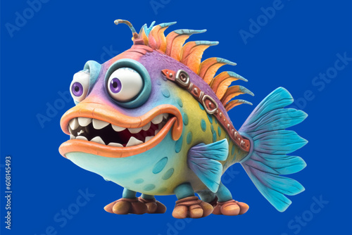Creepy monster fish 3d illustration © Murzani