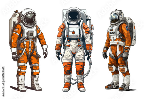 Mars Space Astronaut Exploration Suit Hand Drawn Vector Illustration