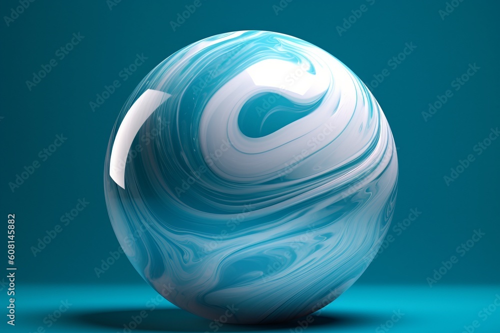 Abstract azure and white sphere, Generative ai Abstract azure and white sphere, Generative ai