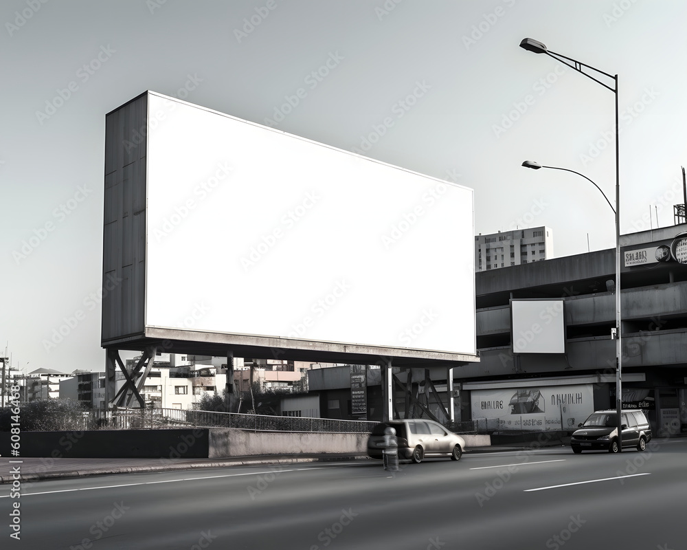Blank billboard mockup on the street, Outdoor advertising poster on the street for advertisement street city