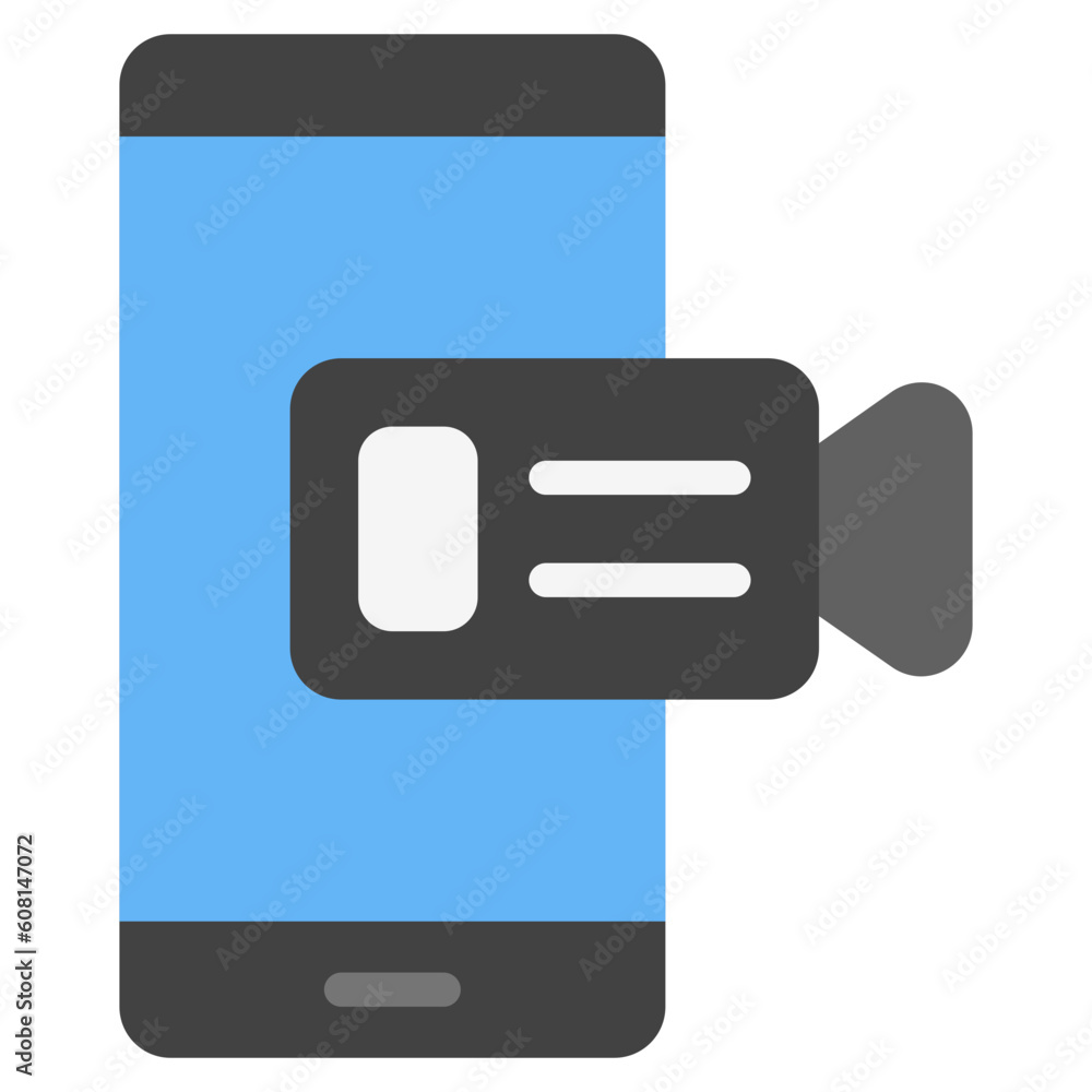 Camera video smartphone flat icon, use for website mobile app presentation Camera video smartphone flat icon, use for website mobile app presentation