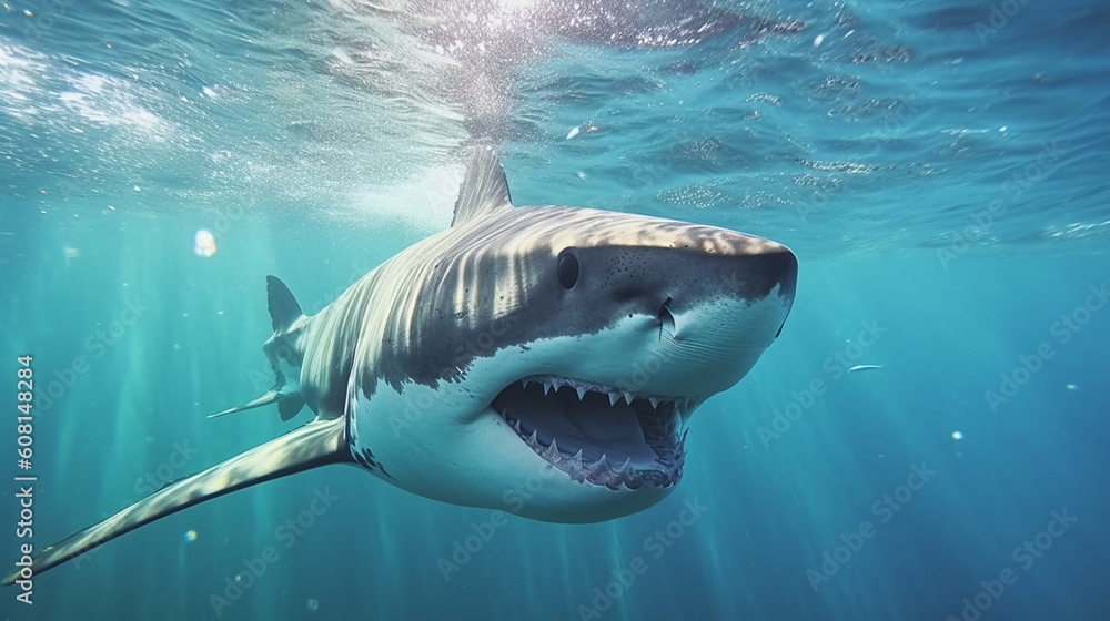 Fototapeta premium The shark is moving. Generative AI