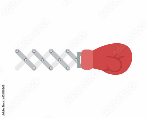 Spring boxing glove mechanism make punch flat Vector illustration.
