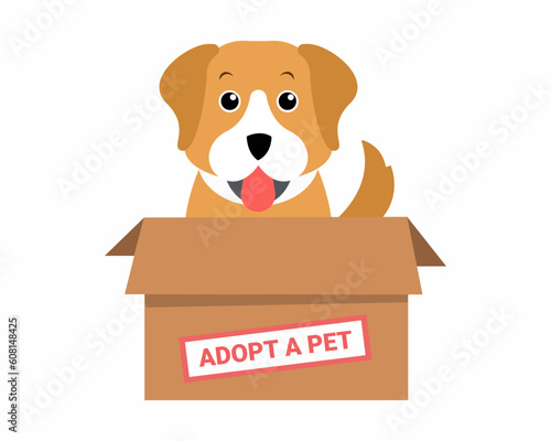 Cardboard Box with Dogs for Adoption October is adopt a shelter dog month