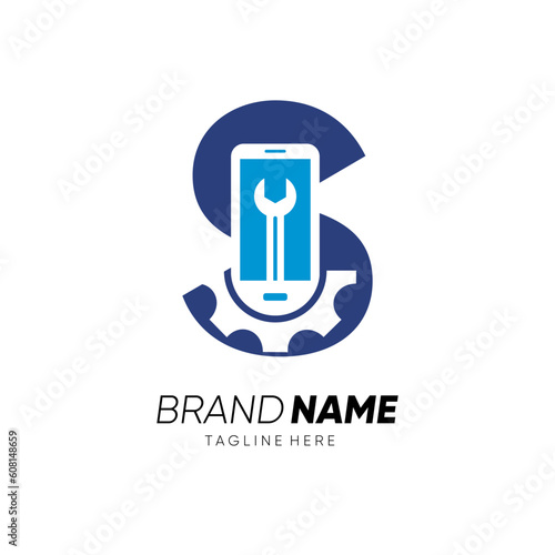 Letter S Initial Phone Service Mobile Logo Design Vector Icon Graphic Emblem Illustration 