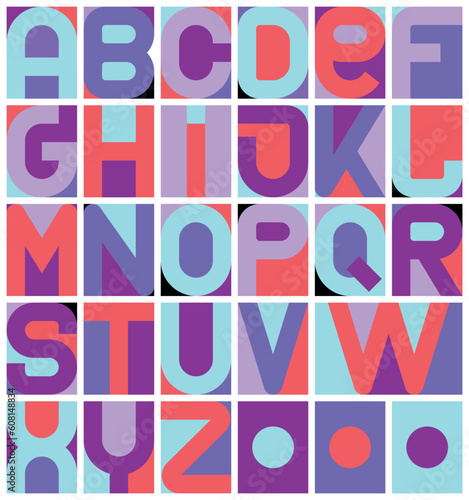 Vector decorative geometric font design.