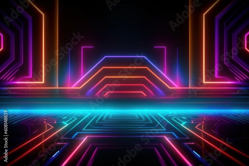 Abstract neon lights background with vibrant colors, Generative ai