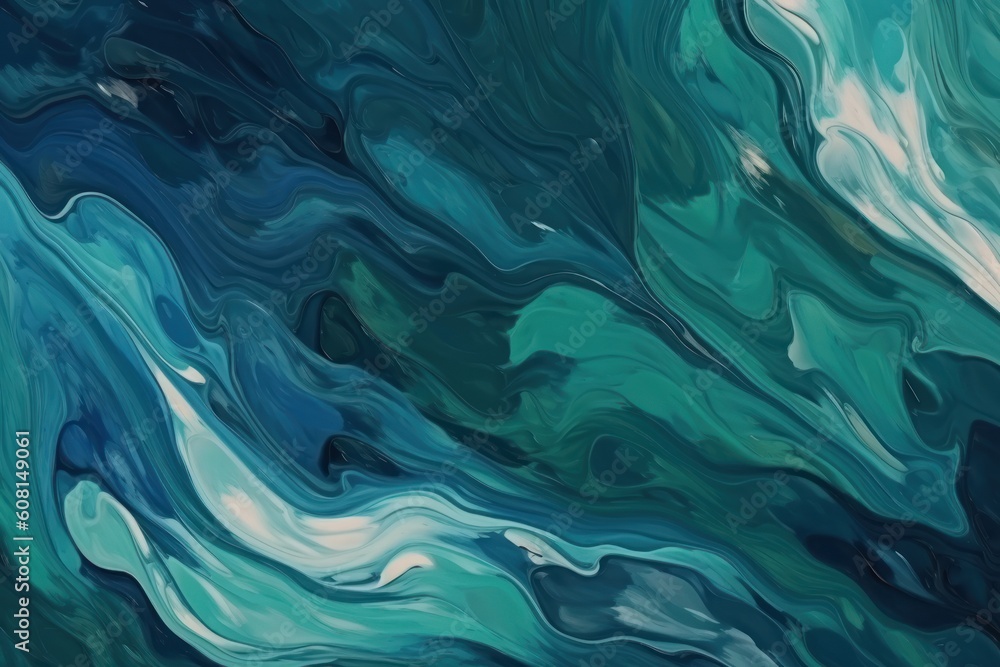 Abstract oil paint background in shades of blue and green, Generative ai