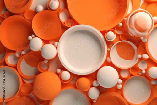 Abstract orange and white circles with 3d effect, generative ai