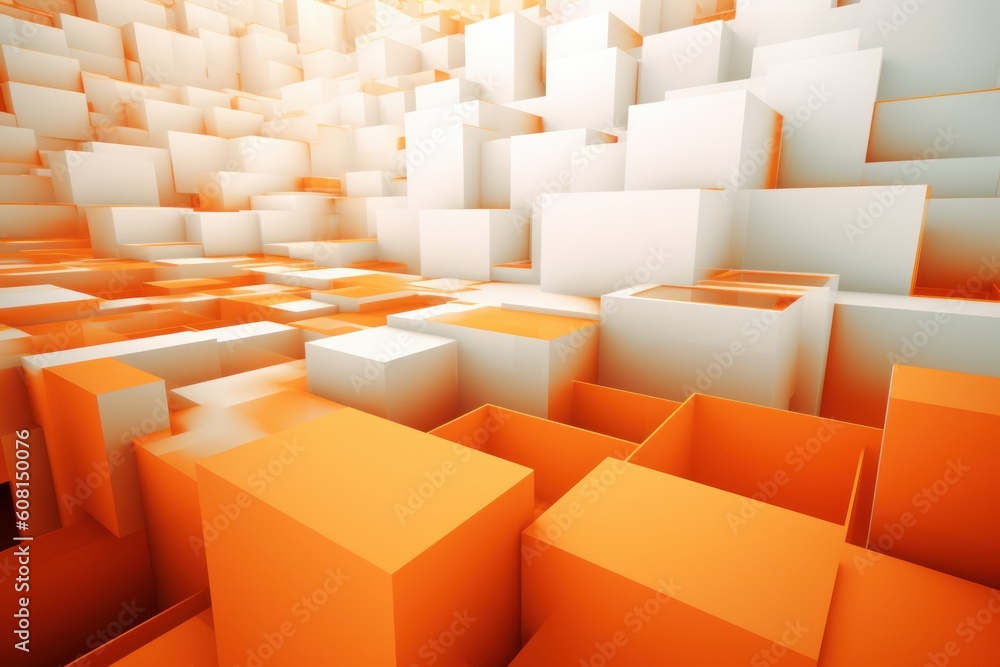 Abstract orange and white rectangles with a 3d effect, Generative ai Abstract orange and white rectangles with a 3d effect, Generative ai