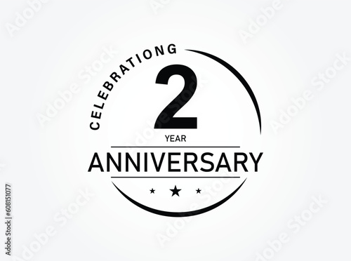 2 years anniversary. Anniversary template design concept, monochrome, design for event, invitation card, greeting card, banner, poster, flyer, book cover and print.