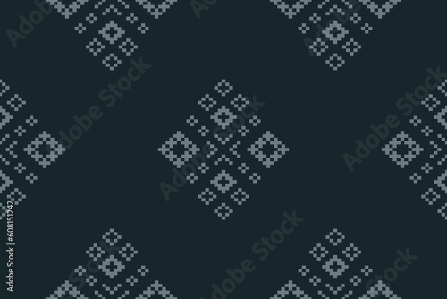 Green Cross stitch colorful geometric traditional ethnic pattern Ikat seamless pattern border abstract design for fabric print cloth dress carpet curtains and sarong Aztec African Indian Indonesian 