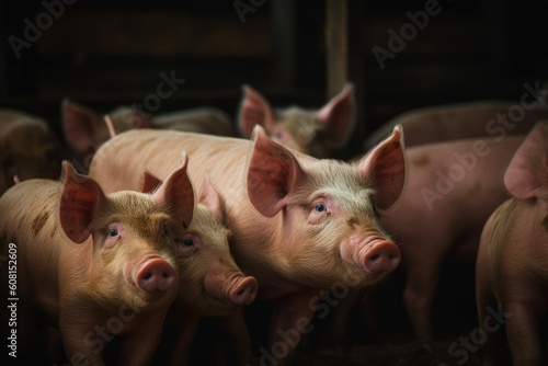 Group of pigs in farm yard © Tymofii