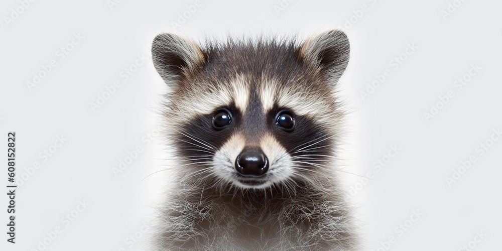 AI Generated. AI Generative. Photo Illustration of baby little nimal racoon face portrait cure. Graphic Art