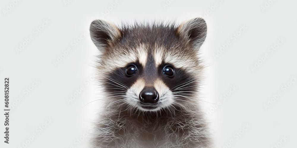 Obraz premium AI Generated. AI Generative. Photo Illustration of baby little nimal racoon face portrait cure. Graphic Art