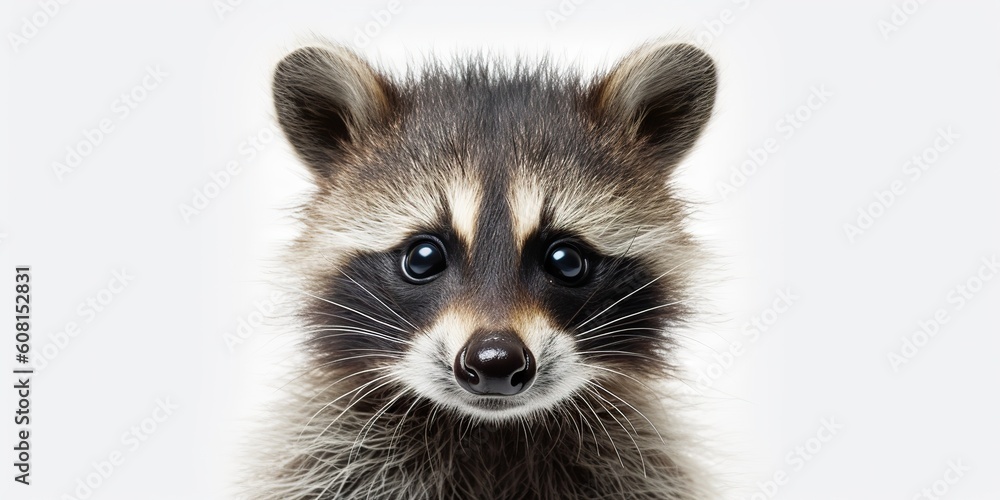 Obraz premium AI Generated. AI Generative. Photo Illustration of baby little nimal racoon face portrait cure. Graphic Art