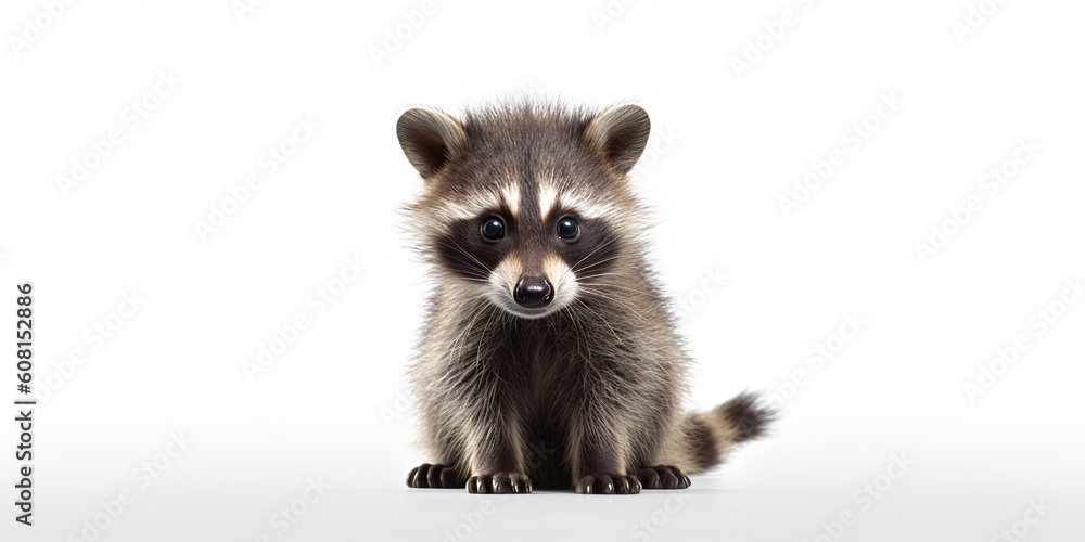 Obraz premium AI Generated. AI Generative. Photo Illustration of baby little nimal racoon face portrait cure. Graphic Art