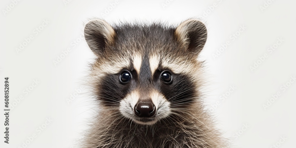 Obraz premium AI Generated. AI Generative. Photo Illustration of baby little nimal racoon face portrait cure. Graphic Art