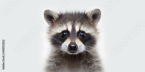 AI Generated. AI Generative. Photo Illustration of baby little nimal racoon face portrait cure. Graphic Art © AkimD