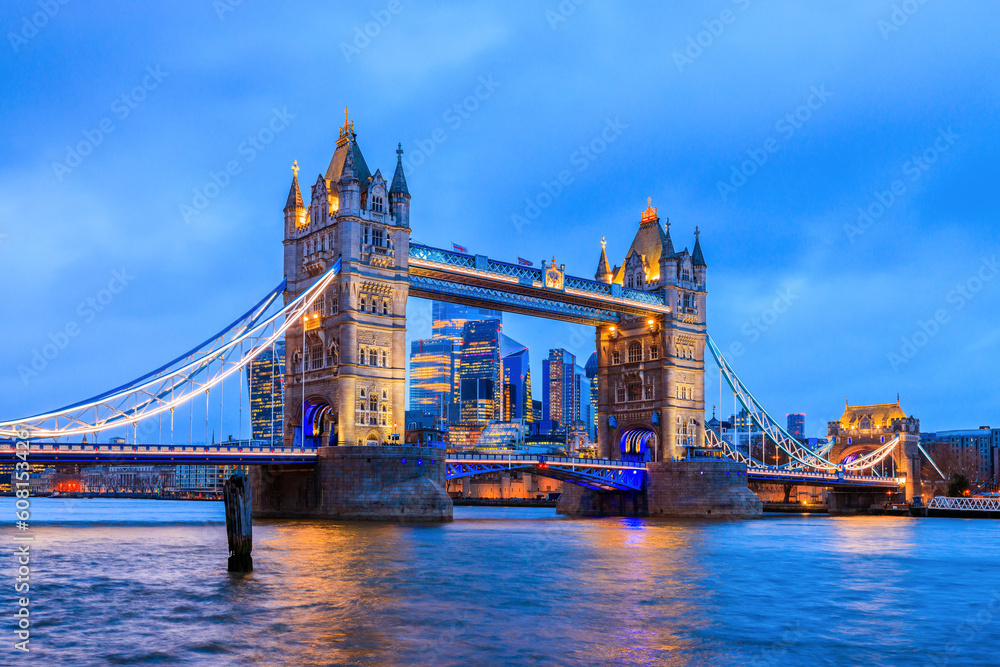 London, United Kingdom. Tower Bridge and skyline of London.