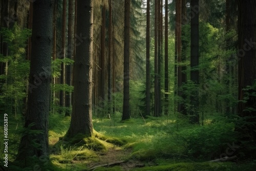 Beautiful shot of a forest with tall green trees