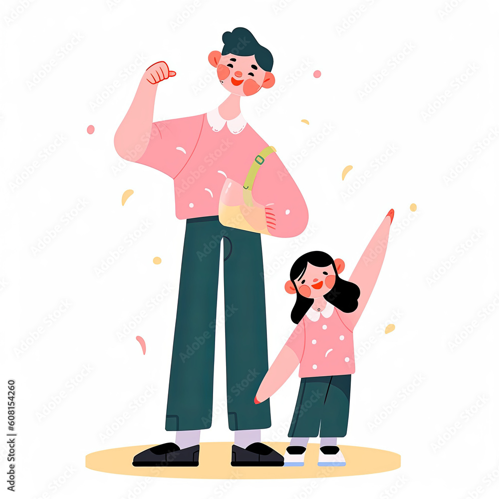 Obraz premium Father and child together. Illustration style. Generative ai