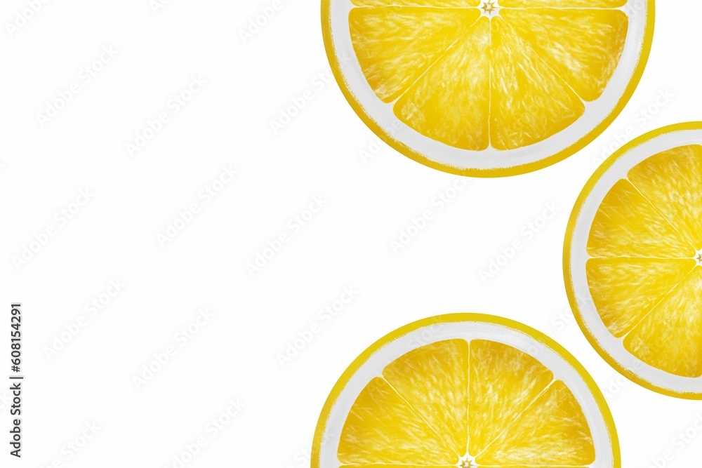 slices of lemon on white background