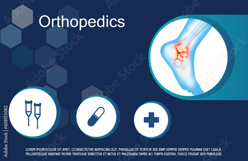 Technology for treatment of knee and joint bone injury. Abstract traumatology and orthopedics. Medical science in the hospital for body joints.