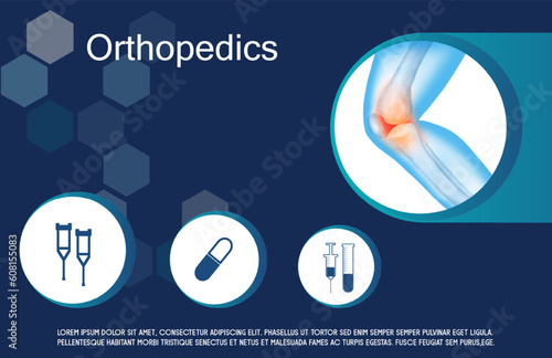 Technology for treatment of knee and joint bone injury. Abstract traumatology and orthopedics. Medical science in the hospital for body joints.