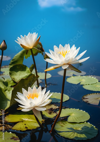 Water Lily flowers in a pond  lily flowers blooming
