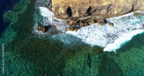 Aerial Drone Shot for Rocky Island Coral Reef of The Red Sea of Egypt in the South photo