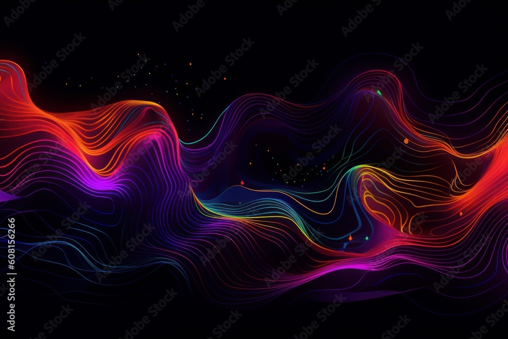 Abstract shapes and lines in neon colors, Generative ai Abstract shapes and lines in neon colors, Generative ai