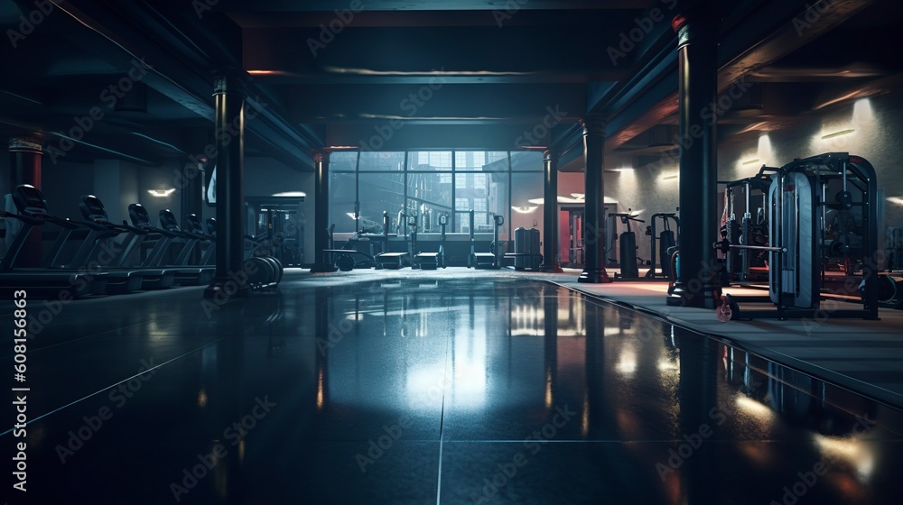 GYM Interior, Generative AI, Illustration