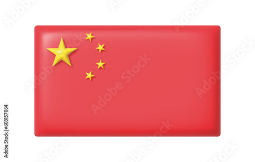 Chinese 3d flag on white background. Realistic chinese flag for banner design. Vector illustration